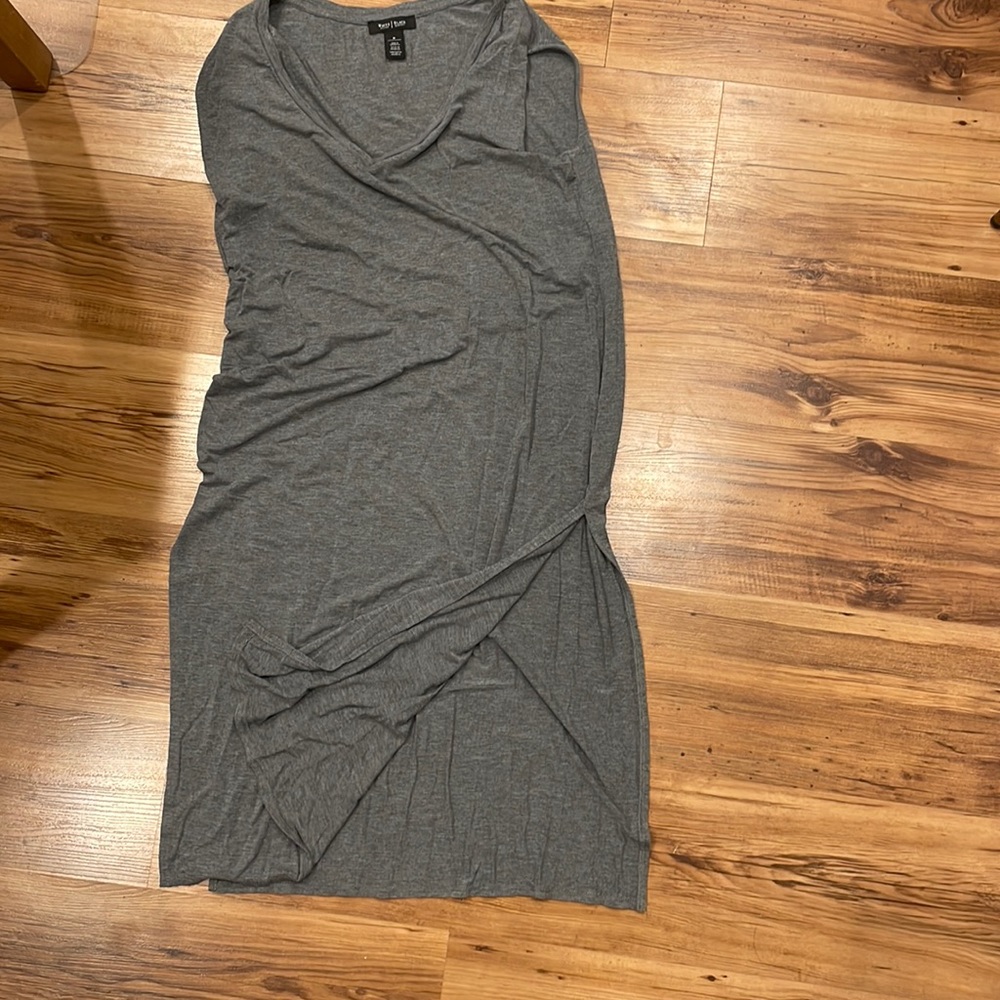 White House black market high slit gray dress